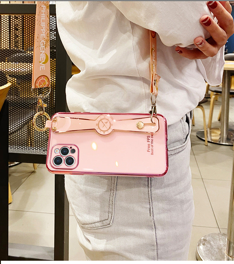 Compatible with Apple, Electroplating Mobile Phone Case Wristband 6D Fine Hole All-Inclusive iPhone Case Compatible with Apple, Electroplating Mobile Phone Case Wristband 6D Fine Hole All-Inclusive iPhone Case